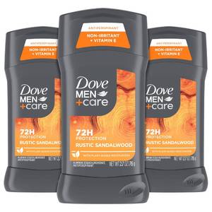 lot 6110 image: DOVE MEN  CARE Antiperspirant 3 Pack Rustic Sandalwood Deodorant for Men 2.7oz