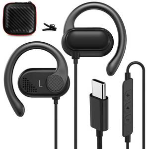 lot 6125 image: Open Ear Headphones Wired for Samsung S25 S24 Ultra S23 Fe S22 A35, USB Type C Earphone with Mic Over Ear Wired Earbuds with Ear Hook for iPhone 17 Air 16 15 Pro Max PlusiPadPixel 10 9 8a 7
