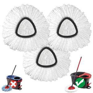 lot 6135 image: Mop Head Replacement, 3 Pack Spin Mop Refill Replace Head Compatible O Cedar Easywring 1-Tank System, Great Cleaning Power, Microfiber, Helper Housework, Machine Washable Easy-to-Replace, White