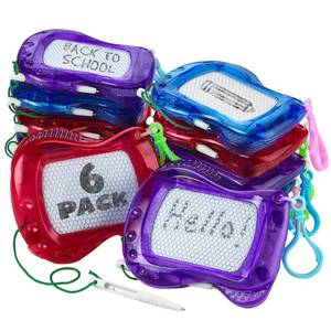 lot 6153 image: Bedwina Mini Magnetic Drawing Board for Kids - (Pack of 6) Backpack Keychain Clip Drawing Boards, Erasable Doodle Sketch Writing Pad Boys & Girls, Birthday Kids Party Favors