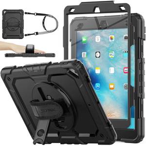 lot 6167 image: SEYMAC stock Case for iPad Air 3 2019  Pro 10.5 with Screen Protector Pen Holder 360° Rotate Hand StrapStand, Drop-Proof Case (Black)