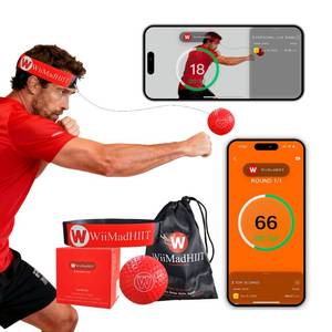 lot 6169 image: WiiMad Boxing Reflex Ball, Punching Ball with Headband �� App Punch Counter Workout Toy for Kids 8 Teen Boys Adults  Hand Eye Coordination Training  Home Fun Punch Game Red