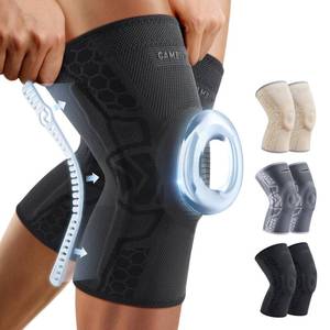 lot 6172 image: CAMBIVO Elite Motion Series Knee Brace for Men and Women (2 Pack), Knee Compression Sleeves with Patella Gel Pad and Side Stabilizers for Knee Pain Relief, Running, Workouts, Sports (Black, Large)
