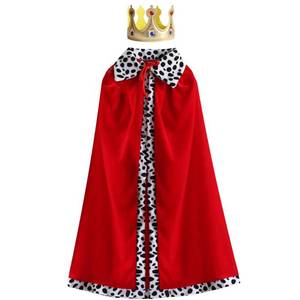 lot 6182 image: Weahre King Robe Costume Set Queen Robe King Crown Cape Royal Cloak for Halloween Carnival Cosplay Party Dress Up Stage Performance(Red, 80cm) size 80 cm
