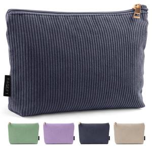 lot 6190 image: MAGEFY Small Makeup Bag for Purse Corduroy Makeup Bag with Inner Zipper Pockets Travel Cosmetic Bag for Women Preppy Stuff Gifts for Her, Black
