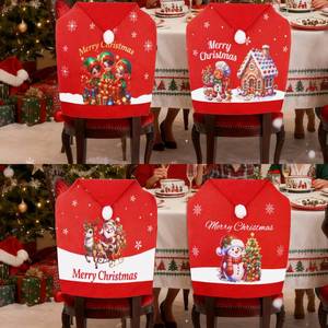 lot 6435 image: ceiba tree Christmas Chair Covers Set of 4 Santa Hat Red Slipcovers Chairs Back Covers Non-Woven Fabric Xmas Decoration for Home Dinner Banquet Party Festival Holiday Decor