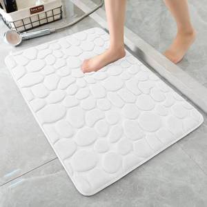 lot 6440 image: YIHOUSE Memory Foam Bath Mat Cobblestone Bathroom Rugs Super Water Absorbent Bath Mats for Bathroom Machine Washable Bath Rugs(17 x 24,White)