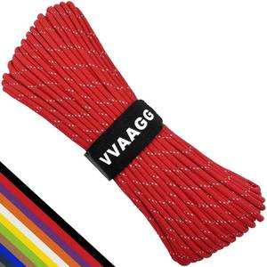 lot 6441 image: VVAAGG Reflective Paracord Rope 200FT, 7 Strand Nylon para Cord Lanyard Utility 550 Parachute Cord, 4mm Thin Tent Rope for Outdoor Camping Hiking (Red 200FT)