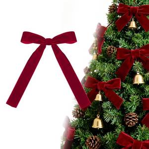 lot 6444 image: A24 PCS Red Velvet Bows for Christmas Tree, Red Velvet Bows with Gold Ties, for Christmas Tree Party Front Door Wreath Holiday Indoor Inside Decor