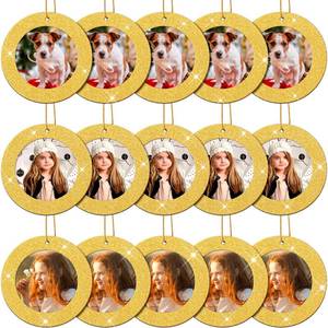 lot 6455 image: Jetec 15 Pieces Mini Magnetic Glitter Christmas Photo Frame Ornaments with 13.12 Feet Gold Thread for Holiday Christmas Picture Frame Tree Decoration (Gold)