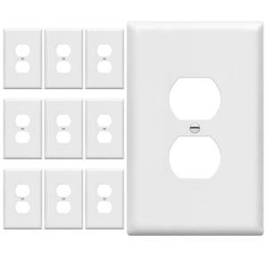 lot 6457 image: ENERLITES Jumbo Duplex Receptacle Outlet Wall Plate, Electrical Outlet Covers, Gloss Finish, Over-Size 1-Gang 5.5 x 3.5, Polycarbonate Thermoplastic, 8821O-W-10PCS, White (10 Pack)