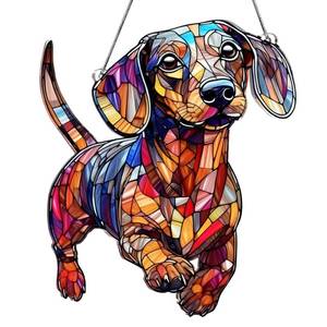 lot 6459 image: Colorful Dogs Acrylic Suncatcher Ornament for Window Decor, Acrylic Suncatcher Window Hanging Decor, Dog Lovers Gifts for Women, Dogs Christmas Ornaments for Tree Hanging (Dachshund)