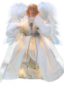lot 6462 image: Cyraft Moving Angel Tree Topper with Lights, 12���� White and Silver, Separately Controlled Flapping Wings and Bright LEDs, 6 On  18 Off Hours Cycle