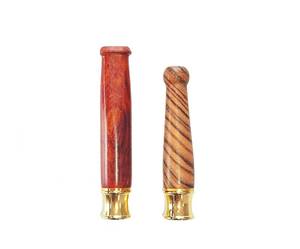 lot 6468 image: Lohfgf Wooden Cigarette Holder With Metal Interface Set of 2 Handmade from Natural Wood Portable Reusable Regular Cigarette Holder