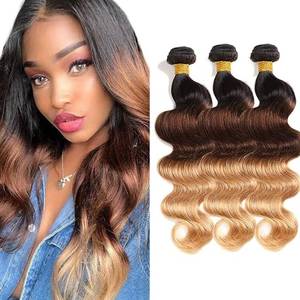 lot 6469 image: A30 32 34 Inch Ombre Body Wave Bundles Human Hair T1B427 Bundles Grade 8A Peruvian Virgin Hair Extensions Double Weft Real T1B427 Hair Weave 100gPc