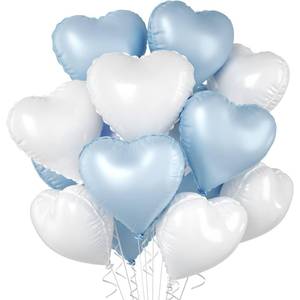 lot 6478 image: Baby Blue Heart Balloons, 10 Pcs Pastel Light Blue and White Heart Shaped Balloon, 18 Inch Cream Sand White Foil Balloons for Boys Men Brithday Bridal Baby Shower Wedding Valentines Party Decoration