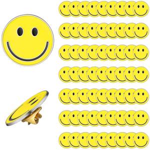 lot 6488 image: A60 Pack Happy Face Lapel Pins Bulk Cute Smile Pinback Buttons Funny Teacher Pins for Students Kids Clothes Backpacks Decoration (Yellow)