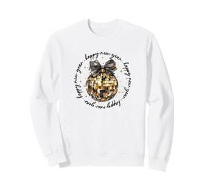 lot 6489 image: Port and Company size 2 XL color gray NYE Disco Ball Sweatshirt
