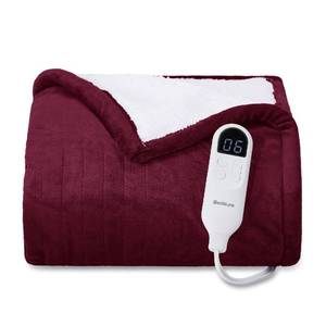 lot 6495 image: Bedsure Heated Blanket Throw Blanket - Fast Heating Electric Blanket, Soft Flannel Heated Throw with 4 Time Settings, 6 Heating Settings, Gifts for Grandma, Grandpa, Grandkids (50x60, Burgundy)