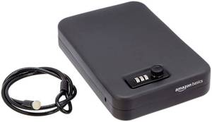 lot 7522 image: Amazon Basics Portable Security Case Lock Box Safe, Small Lock Box with Code, for College Dorm Room, Home, Combination Lock, XL, Black