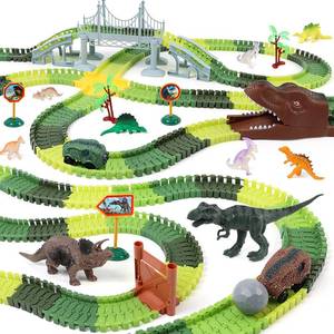 lot 7536 image: Gaitel Dinosaur Race Track Toys for Kids - Birthday Gifts for Boys Ages 3 4 5 6 7, 280 PCS Flexible Car Track Set with 2 Vehicles, Build Your Own Dino Adventure