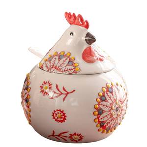 lot 7547 image: Frezonika Ceramic Salt Cellar with Lid and Spoon, 13 OZ Large Chicken Salt Jar, Salt Holder for Counter, Coffee, Sugar, Spices and Candies, Salt Containers for Countertop (Red)