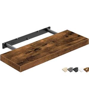 lot 7554 image: QEEIG Floating Shelf for Wall Bathroom Shelves Bedroom Kitchen Living Room Farmhouse Small Book Shelf 16 inch Set of 1, Brown (015-BN1)