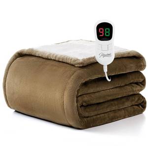 lot 7558 image: Homemate Heated Blanket Electric Throw - 50x60 Heating Blanket Throw 12468 Hours Auto-Off 10 Heat Level Over-Heat Protection Flannel Sherpa ETL Certification
