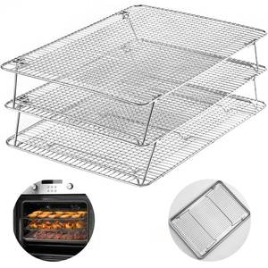 lot 7559 image: HIWARE Oven-Salf Collapsible Cooling Rack for Baking, 3 Tier 12��x 16.5��, Stainless Steel and Fit Half Sheet, Stackable Wire Cooling Racks for Cookie, Pizza, Cake