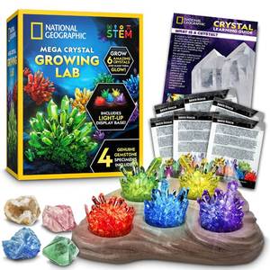 lot 7565 image: National Geographic Mega Crystal Growing Kit for Kids- Grow 6 Crystals with Light-Up Stand, Science Gifts for Kids 8-12, Crystal Making Experiment, Science Kit for Girls and Boys (Amazon Exclusive)
