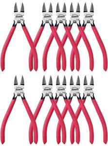 lot 7567 image: Wire Cutters 10 Pack, 6 Dykes Cutteres, HOUSERAN Wire Snips with Non-slip Red Handle, Side Cutter, With Spring Loaded, Flush-Cutter for Artificial Flowers, Crafts, Zip Tie