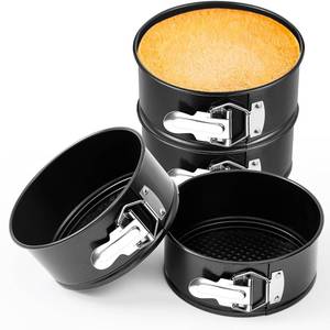 lot 7571 image: Funnymoom 4 Pcs 6 Inch Non Stick Springform Pan with Removable Bottom Carbon Steel Round Springform Cheesecake Pan with Stainless Steel Spring Buckles for Baking Kitchens Restaurant(Black)