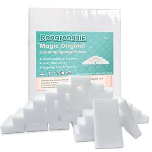 lot 7582 image: RongrongJIE Magic Sponge Eraser, 51 Pcs Melamine Foam Sponges in Bulk, Multi-Functional Household Scrub Cleaning Pads for Kitchen, Bathroom, Furniture, Tub, Sink, Floors, Baseboards, Shoes, Walls