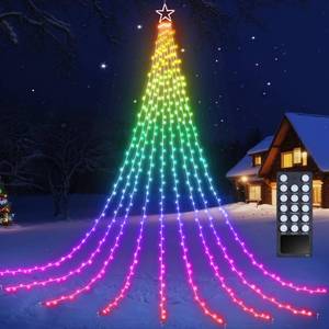 lot 7583 image: Flacchi Christmas Lights Outdoor with ��Remote -16.4Ft Waterfall Tree Decoration Lights RGB Star String Lights for Tree Yard Exterior Wall Housetop Window Holiday Decor (RGB, 16.4FT)