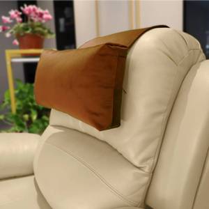 lot 7590 image: AmazeCov Velvet Recliner Head Pillow with Non-Slip Base - Adjustable Neck Support for Pain Relief in Home, Office and Travel (Pumpkin)