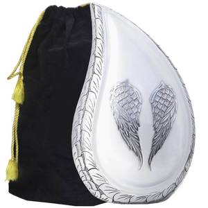 lot 7592 image: M MEILINXU Cremation Urns for Human Ashes Adult Man & Women, Funeral Urn for Ashes Adult Male & Female, Engraved Angel Wings, Decorative Teardrop, Burial, White Urns, Large Tear Drop - Full Size