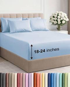 lot 7595 image: Extra Deep King Sheet Set - 6 Piece Breathable and Cooling Sheets - Hotel Luxury Bedding for Women, Men, Kids & Teens - Easy & Secure Fit - Soft, Wrinkle Free and Comfy - Extra Deep Pockets - Sky Blue