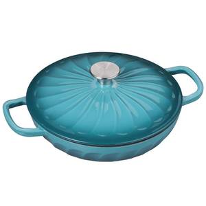 lot 7605 image: Enameled Cast Iron Braiser, 3.8 Quart Enamel Dutch Oven with Handles, Cast Iron Braiser Pan with Lid,Enameled Cookware (BlueGreen)