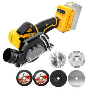 lot 7612 image: 3 Cordless Cut Off Tool Compatible (NO Battery) Mini Circular Saw Brushless Compact with 3 Blades,19000RPM,Removable Dust Cover for MetalWoodTilePlastic