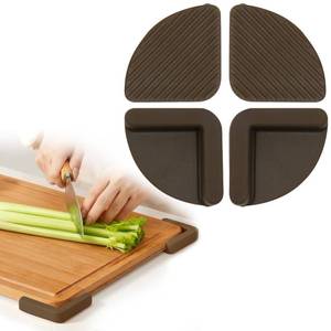 lot 8001 image: Ryetvok 4 Pack Silicone Non-Slip Feet for Cutting Board, Brown Rubber Cutting Board Feet, Shock-Absorbing Kitchen Anti-Slip Pads for Chopping Board Protection& Safety