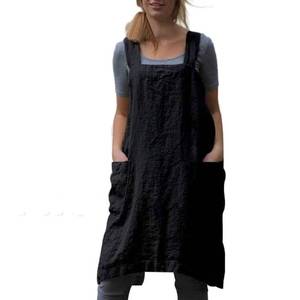 lot 8003 image: YESDOOD Cotton Linen Apron Cross Back Apron for Women with Pockets Pinafore Dress for Baking Cooking