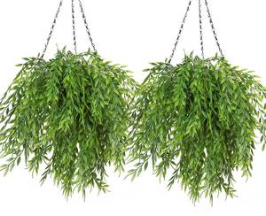 lot 8011 image: RECUTMS Artificial Weeping Willow 6Pcs,Plastic Leaves Twig Plants Greenery Fake Hanging Ivy Garland UV Resistant for Indoor Outdoor Home Garden Wall Baskets Wedding Party Table Planter Filler Decor