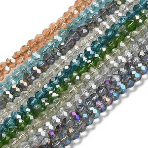 lot 8017 image: 1350pcs Faceted Rondelle Glass Seed Beads 3x2mm Mini Crystal Loose Spacer Beads for DIY Friendship Bracelet Necklace Beading Craft Jewelry Making Ornament, Mixed Color