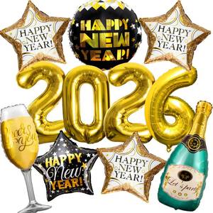 lot 8018 image: Happy New Years Eve Party Supplies 2026, 11 Pcs Foil Balloon New Years Decorations Set