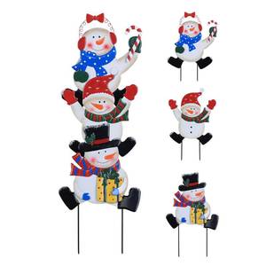 lot 8026 image: YEAHOME Outdoor Christmas Decorations, Stacked 3 Snowman Decorative Garden Stakes for Christmas Decor, Metal Yard Signs Xmas Decorations for Outside Garden Yard Lawn Porch Holiday Party