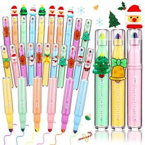 lot 8051 image: Spiareal 24 Pcs Christmas 3-in-1 Highlighters Pens Bulk Multicolor Xmas Highlighter Marker Christmas Tree Santa Claus Snowman Fluorescent Pens for Holiday Gifts Xmas Stocking Fillers (Cute Style)