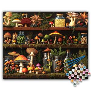 lot 8053 image: Offito Paint by Numbers Kit for Adults - Mushroom Acrylic Adult Paint by Number Kits on Canvas for Beginner, Shelf DIY Oil Painting by Numbers for Adults Kit, Perfect for Home Decor Gift 16x20
