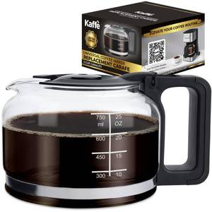 lot 8055 image: Kaffe Universal Replacement Coffee Carafe - 5 Cup Glass Pot for Drip Coffee Makers - Glass, Easy-Grip Handle, Sneak-A-Cup Compatible - Capacity Markings, Dishwasher Safe