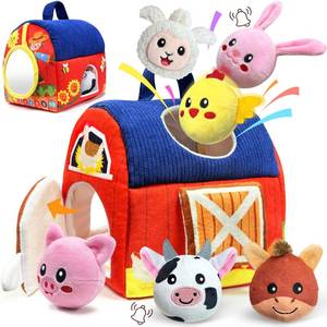 lot 8060 image: Baby Toys 6-12 Months - Infant Barn Toy with Stuffed Farm Animals, Rattle, Crinkle, Squeak, Mirror - Montessori Sensory Toys for 6 7 8 9 10 12 Month Old Babies, 1 Year Old Baby Boy Girl Gifts