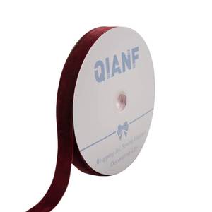 lot 8420 image: QIANF Vintage Burgundy Velvet Ribbon, 1 Inch X 25Yd